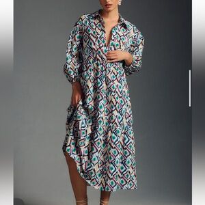 Maeve Anthropologie Bettina Tiered Shirt Dress
Pockets Cotton Women's Size Small